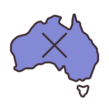 The Australian map with a cross in it.