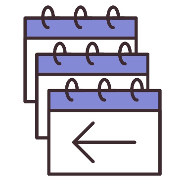 3 calendars with the first one showing an arrow pointing left.