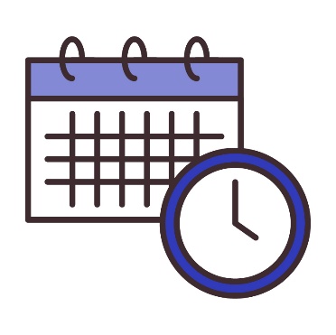 A calendar and a clock icon below it.